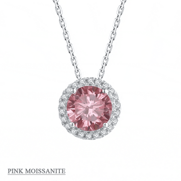 Alibaba - Koko moissanite necklace Moissanite Halo Jewelry 1ct Center Stone, 925 Sterling Silver Colors Available!
